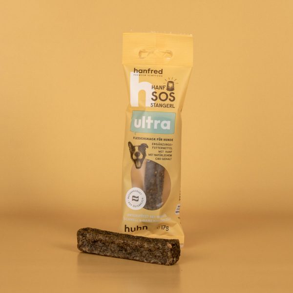 SOS Stangerl Ultra CBD Hundeleckerli mit Hühnerfleisch von Hanfred