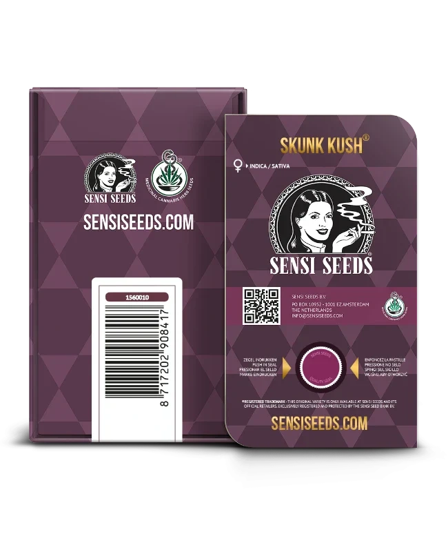 Sensi Seeds Skunk Kush Samen Verpackung Vorder und Hinterseite